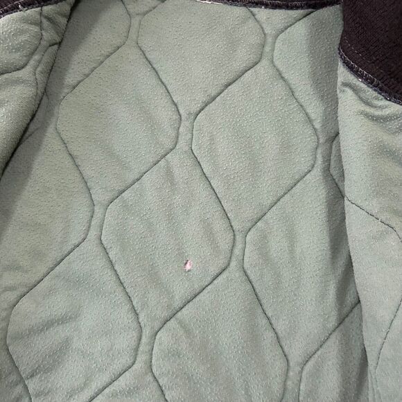 Vintage 70s Bomber Jacket Quilted Nylon Full Zip Navy Blue Military Grunge - Picture 4 of 13